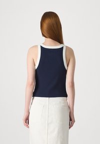GAP MOD RIB HALTER CROP - Débardeur - navy/white