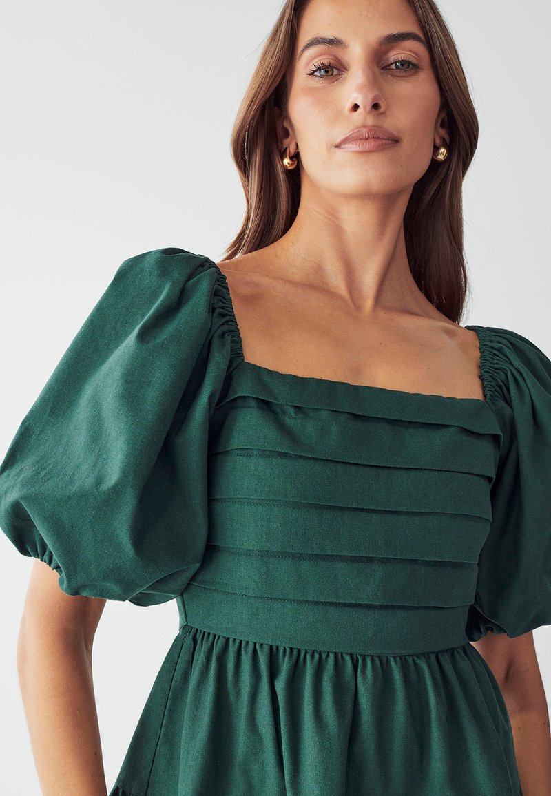 dress v neck empire waist Empire Waist V Neck Long Sleeves Cabernet Wedding Guest Dress With Split, Cabernet / M main image 1