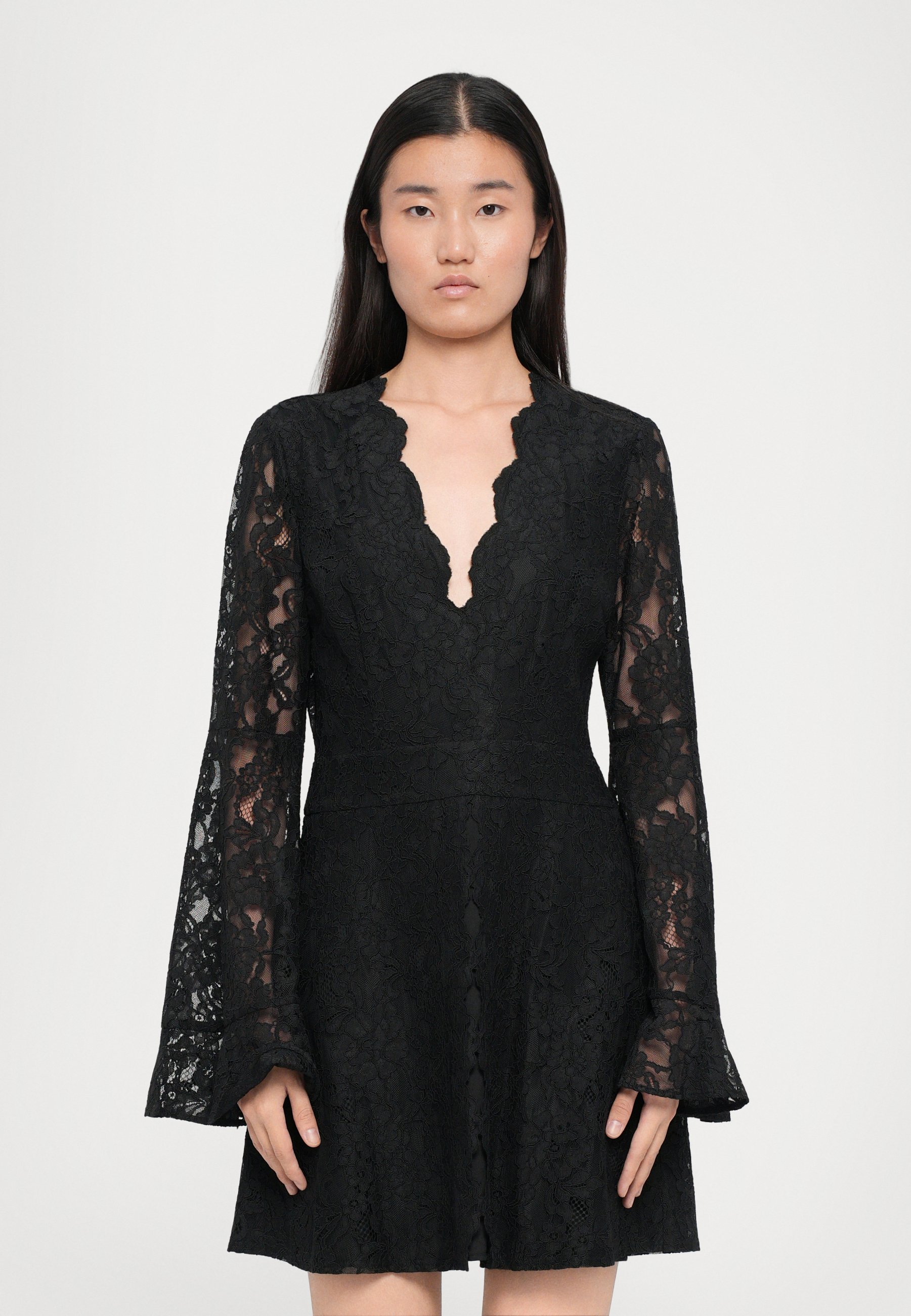 lace bib dress Chouyatou Women's Laced Embroidered Tulle Bib Dress Casual Loose Adjus –  CHOUYATOU