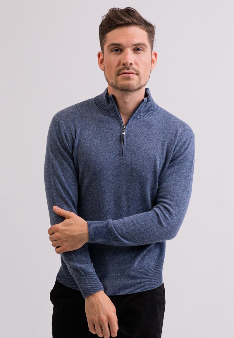 CASH-MERE STEHKRAGEN  - Kardigan - jeans blau