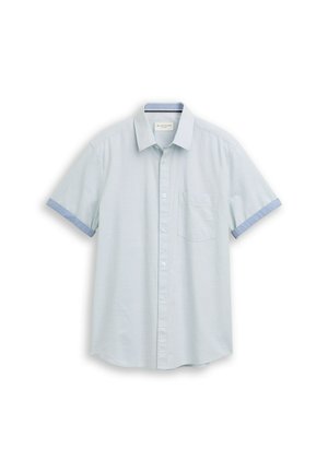 TOM TAILOR, TOM TAILOR BLUSEN & SHIRTS REGULAR FIT KURZARMHEMD MIT BRUSTTASCHE - Overhemd - light blue structure