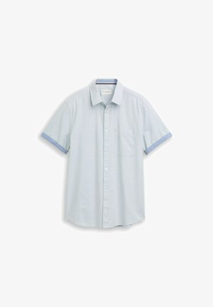 TOM TAILOR, TOM TAILOR BLUSEN & SHIRTS REGULAR FIT KURZARMHEMD MIT BRUSTTASCHE - Overhemd - light blue structure
