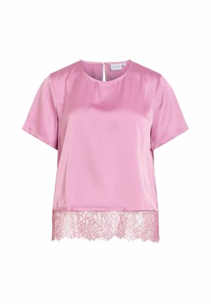 VILA, SHORT SLEEVED TOP VIENNA RAVENNA LACE - Blouse - begonia pink