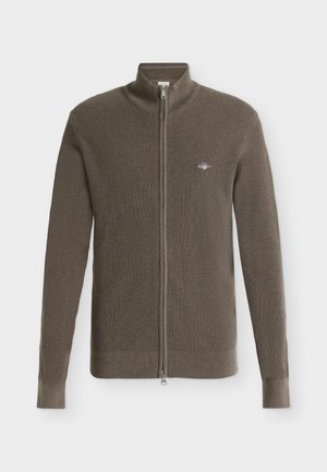 GANT, MICRO TEXTURED - Cardigan - dk hazelnut melange