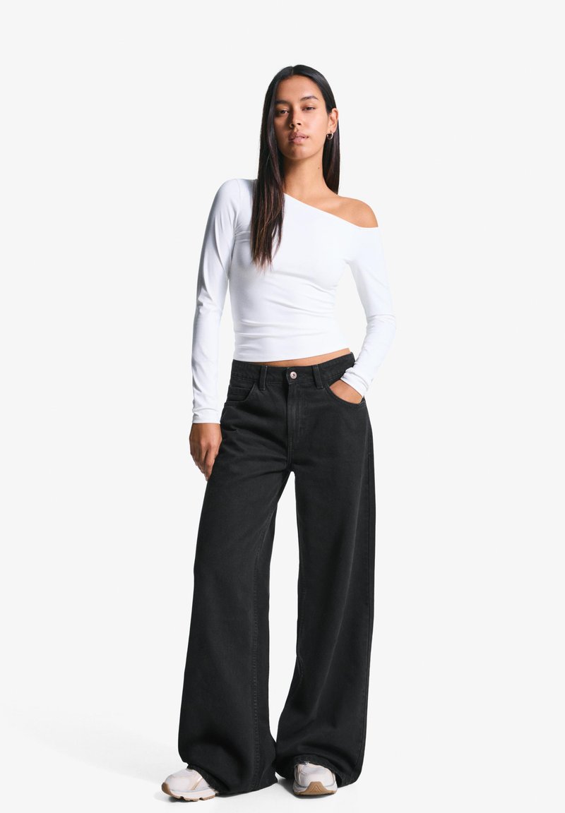 Bershka Wide Leg black/nero