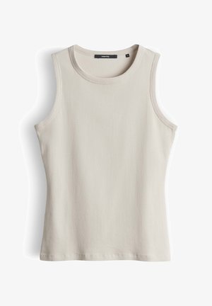 Roomkleurige geribbelde mouwloze tanktop met ronde halslijn en aangesloten pasvorm, maat 36, merk "someday."