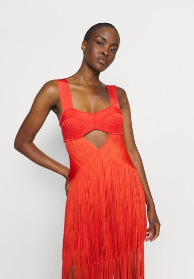 Hervé Léger DRAPED FRINGE CUT OUT GOWN - Suknia balowa