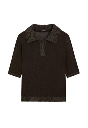 WITH CONTRAST COLLAR - Polo shirt - mottled dark brown