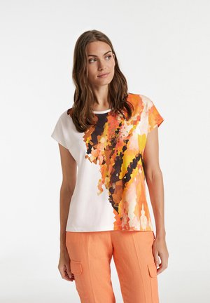 Print T-shirt - offwhite gemustert