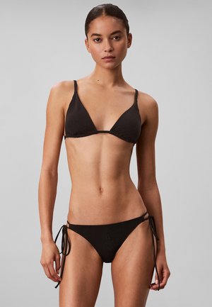Calvin Klein Swimwear, METALLIC TRIANGLE BIKINI TOP - CK MONOGRAM - Горнище на бански - black
