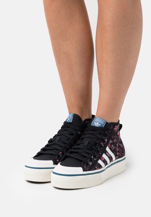 NIZZA PLATFORM MID - High-top trainers - core black/footwear white/off white