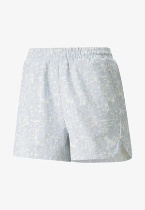 Svijetloplave kratke hlače s cvjetnim uzorkom u bijeloj boji, elastičnim pojasom i malim logom na donjoj desnoj strani.