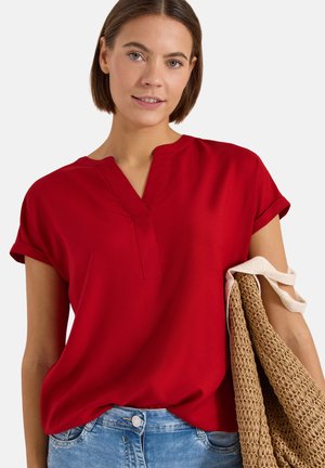 Cecil, KURZARM BLUSE MIT SPLIT NECK - Bluse - tamarillo red