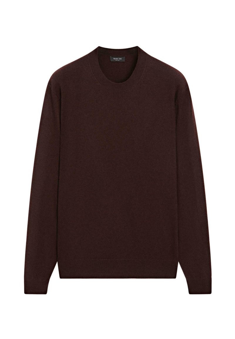 Maglione bordeaux con scollo tondo, maniche lunghe e polsini e orlo a coste, realizzato in un morbido tessuto testurizzato.