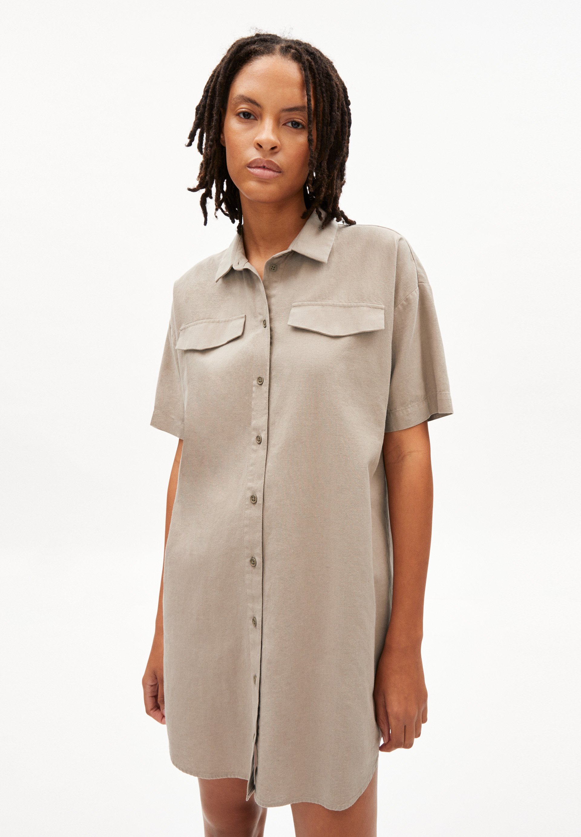 ARMEDANGELS RAYNAA LINO - Blusenkleid - light desert/beige - Zalando.de