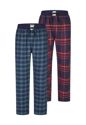 2-PACK - Nachtwäsche Hose - navy grün bordeux