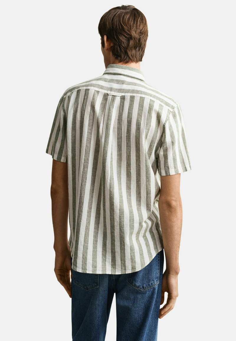 GANT STRIPED BLEND SHORT SLEEVE - Košile - dry herb green