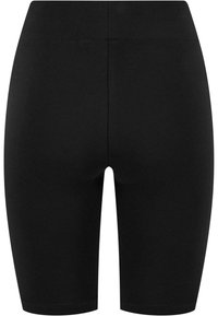 Schwarze, hochtaillierte Radsport-Shorts aus weichem, dehnbarem Stoff. Enganliegendes Design mit glatter Textur und flachen Nähten für zusätzlichen Komfort.