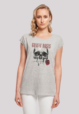 GUNS 'N' ROSES FLOWER SKULL ROCK MUSIK BAND - Print T-shirt - heather grey