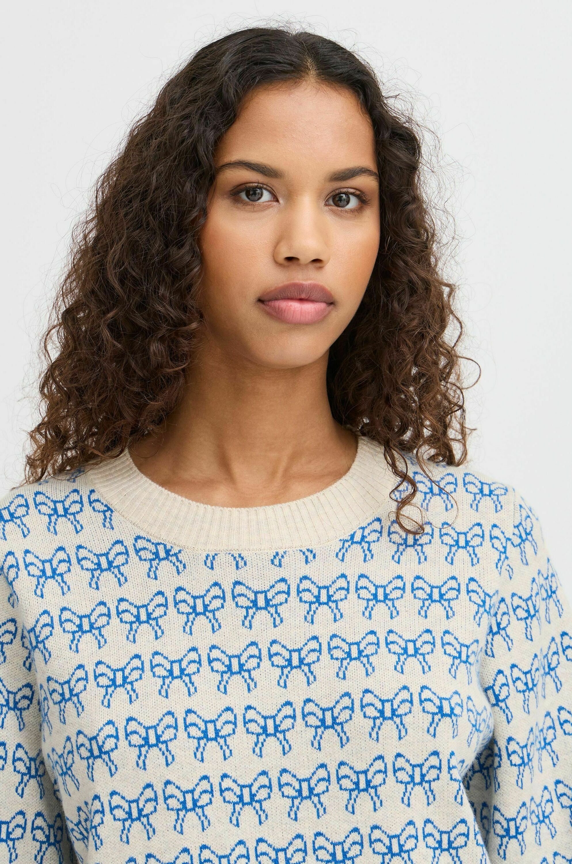 売れ筋商品|||イチ ニット&セーター レディース アウター IHBRIELLE - Jumper - oatmeal w. turkish sea IHBRIELLE Knitted pullover in oatmeal w. turkish sea colour