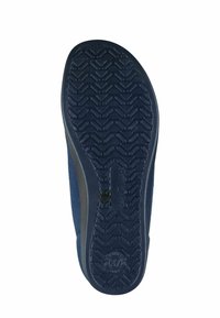 Sole of a navy blue shoe with a textured chevron pattern and embossed size number 37 on the heel.