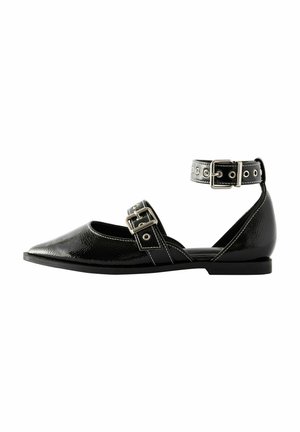 EYELET REGULAR FIT - Ankle cuff ballet pumps - black
