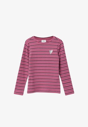 Dugmad dugih rukava od mekog materijala, s roza i crnim horizontalnim prugama, s malim ukrasom u obliku srebrnog srca na lijevoj strani prsnog koša.