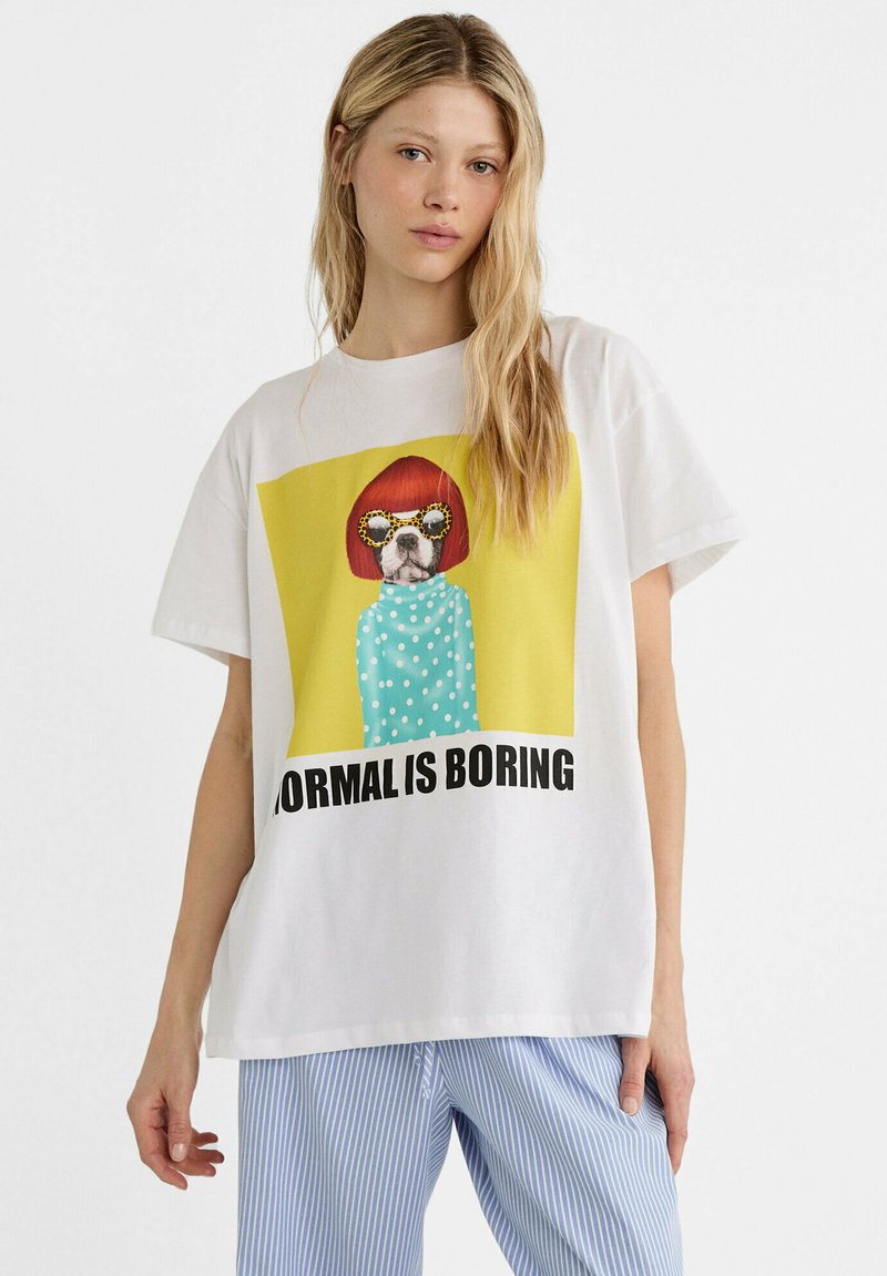 Stradivarius PETS ROCK - T-Shirt print - gold coloured/gelb - Zalando.at