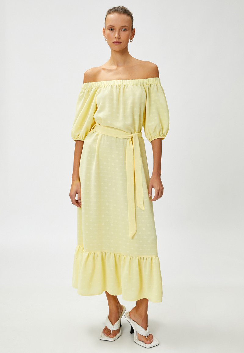 Koton OFF THE SHOULDER BELTED - Vestido largo - yellow