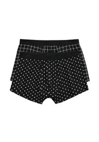 Set di boxer neri, composto da un paio con pois bianchi e l'altro con un motivo a scacchi in bianco e nero. Vita elastica con logo.