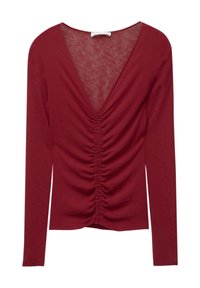 LONG SLEEVE WITH GATHERED DETAIL - Hosszú ujjú felső - dark red