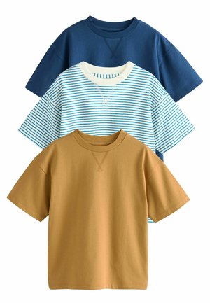 Next, REGULAR FIT - SHORT SLEEVE 3 PACK - Tričko s potlačou - blue tan stripe