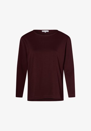 Burgunderfarbener Langarm-Top aus weichem Material, mit rundem Halsausschnitt und glatter Textur. Schlichtes Design ohne zusätzliche Muster oder Akzente.