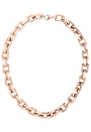 Halskette aus Roségold aus Metall mit großen, miteinander verbundenen ovalen und rechteckigen Gliedern sowie einem Karabinerverschluss.