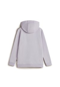 Felpa con cappuccio in un delicato lilla, caratterizzata da un tessuto morbido, maniche lunghe e orlo a costine, con un design semplice sul retro e senza dettagli visibili.