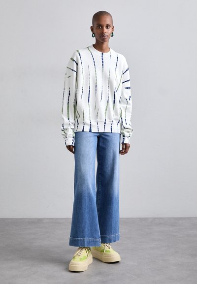 Proenza Schouler White Label BLAKE IN STRIPE - Bluză de molton - white/navy/olive