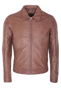 LUGHAN - Chaqueta de cuero - cognac