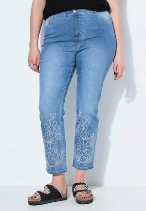 Studio Untold MOM-JEANS, STICKEREI AM SAUM, 5-POCKET - Těhotenské džíny - blue denim