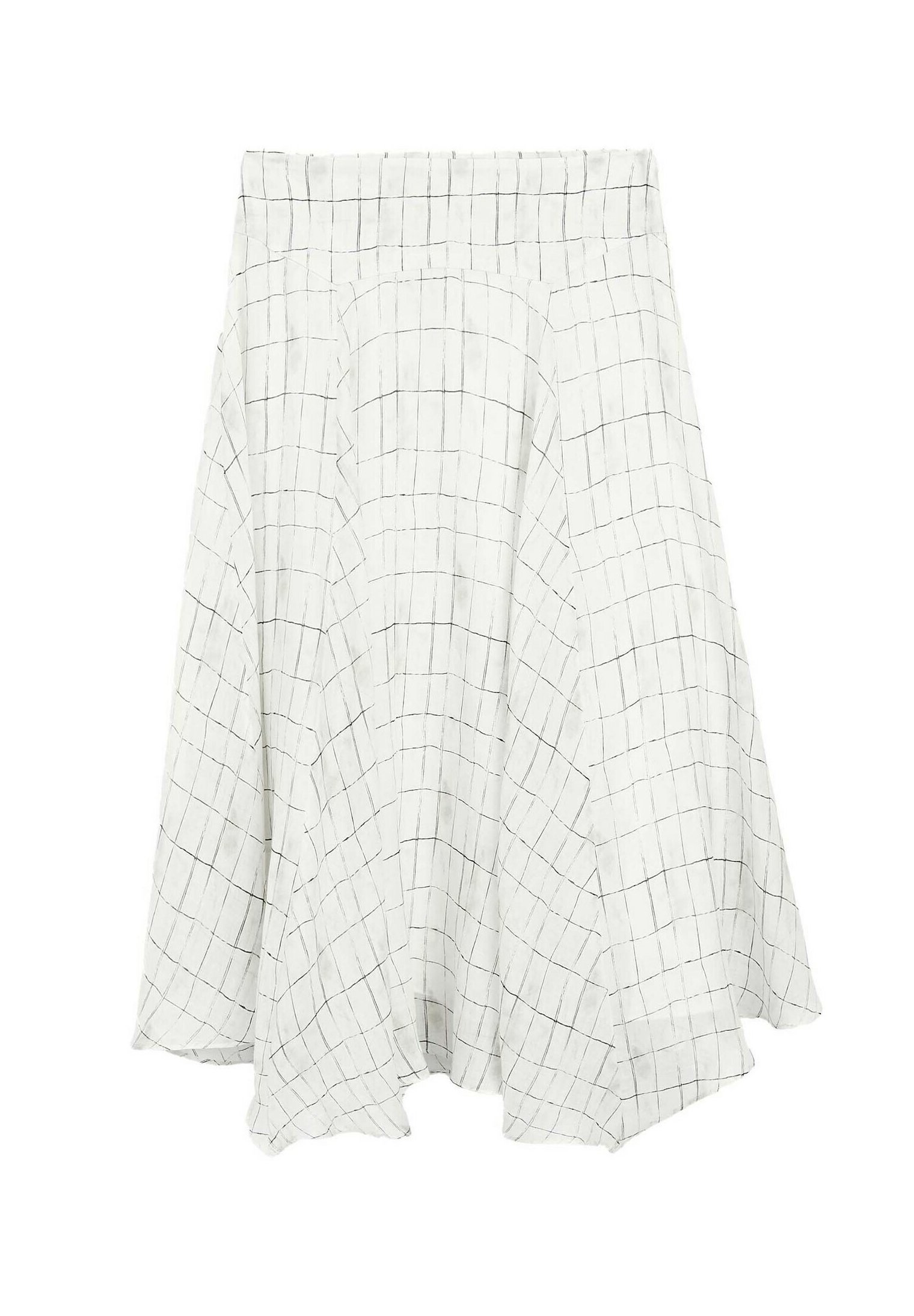 Massimo Dutti FLOWING CHECK - Maxi skirt - white - Zalando.co.uk