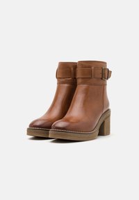 Anna Field LEATHER - Bottines à plateau - cognac