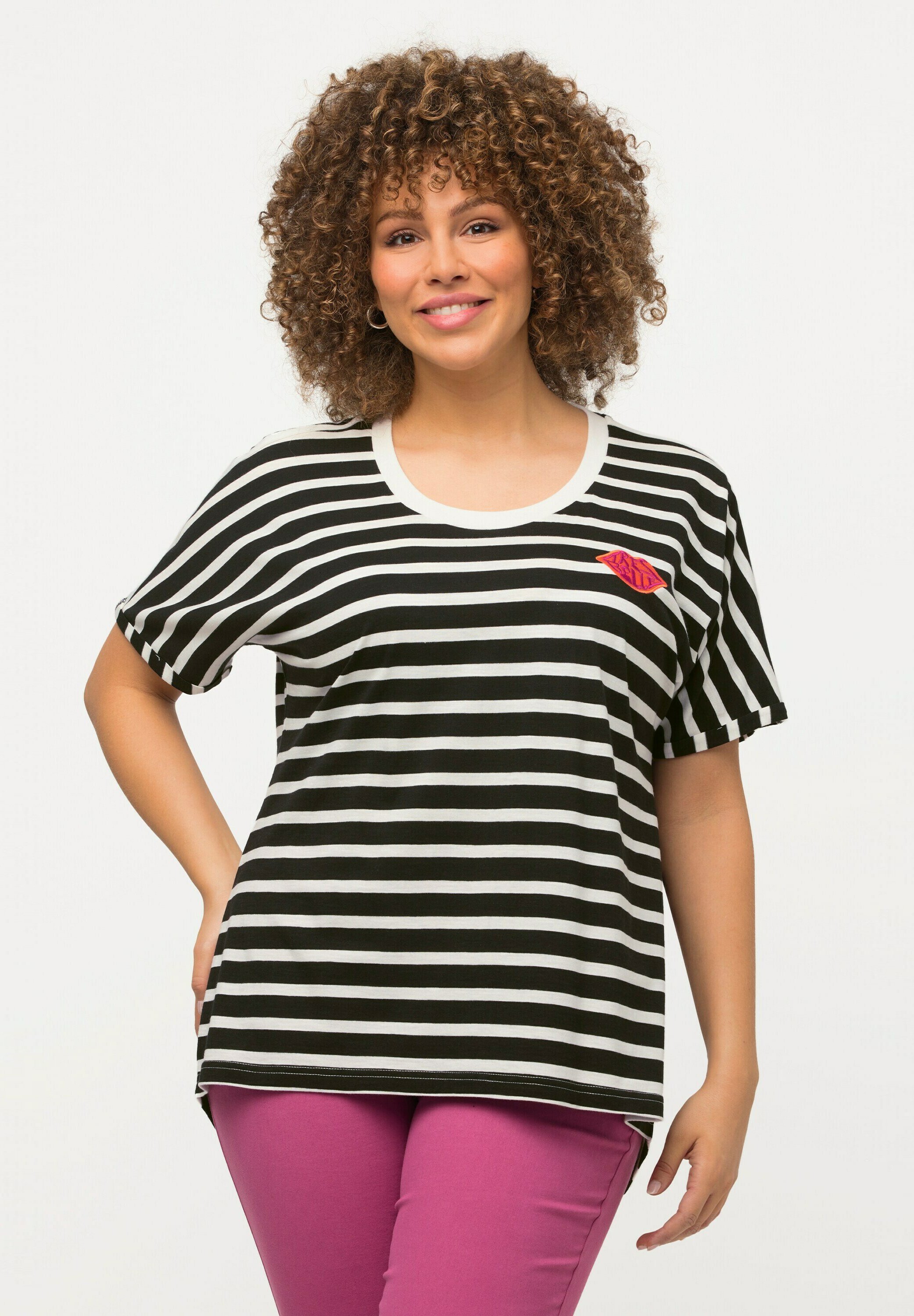 Ulla Popken Damen T-Shirt Mit Spitzeneinsatz Und Rüsche – Lässiges Shirt Mit Femininen Details