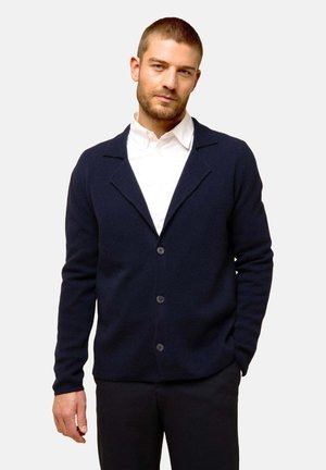 ALVAR BUTTONED WITH TAILOCOLLAR - Kardigan - navy