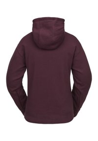 Bordeauxfarbener Hoodie mit strukturierten Oberflächen, gesäumten Bündchen und verstellbarem Kapuzenzug. Verfügt über einen regulären Schnitt und ein einfaches, minimalistisches Design.