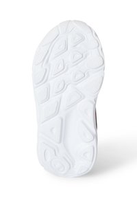 Sole in gomma bianca con motivo di battistrada testurizzato, caratterizzata da forme triangolari e ovali per migliorare la presa e l'ammortizzazione.