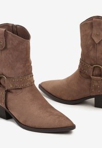 Super Mode Bottines de cowboy / motard - taupe