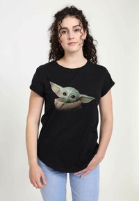 Star Wars STAR WARS: THE MANDALORIAN THE CHILD FACE - Triko s potiskem - black