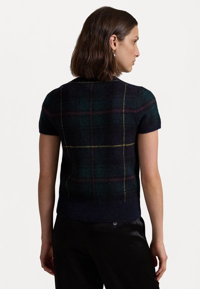 Polo Ralph Lauren PLAID ALPACA-BLEND SHORT-SLEEVE SWEATER - Tričko s potlačou - green/dark blue