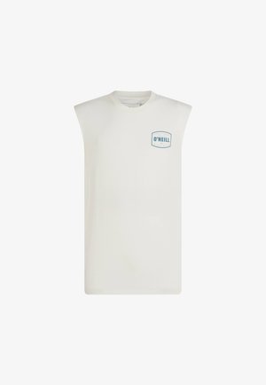 Balta be rankovių marškinėliai, pagaminti iš medvilnės, su mažu mėlynu O'Neill logotipu kairėje krūtinės pusėje. Lygus audinys, atsipalaidavęs siluetas.