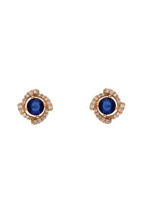 Oorbellen - rose gold navy