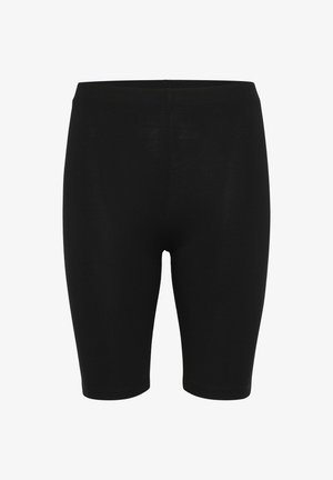 Sorte bomulds shorts med tætsiddende pasform, der har en behagelig elastisk talje og glat tekstur, der slutter lige over knæet.